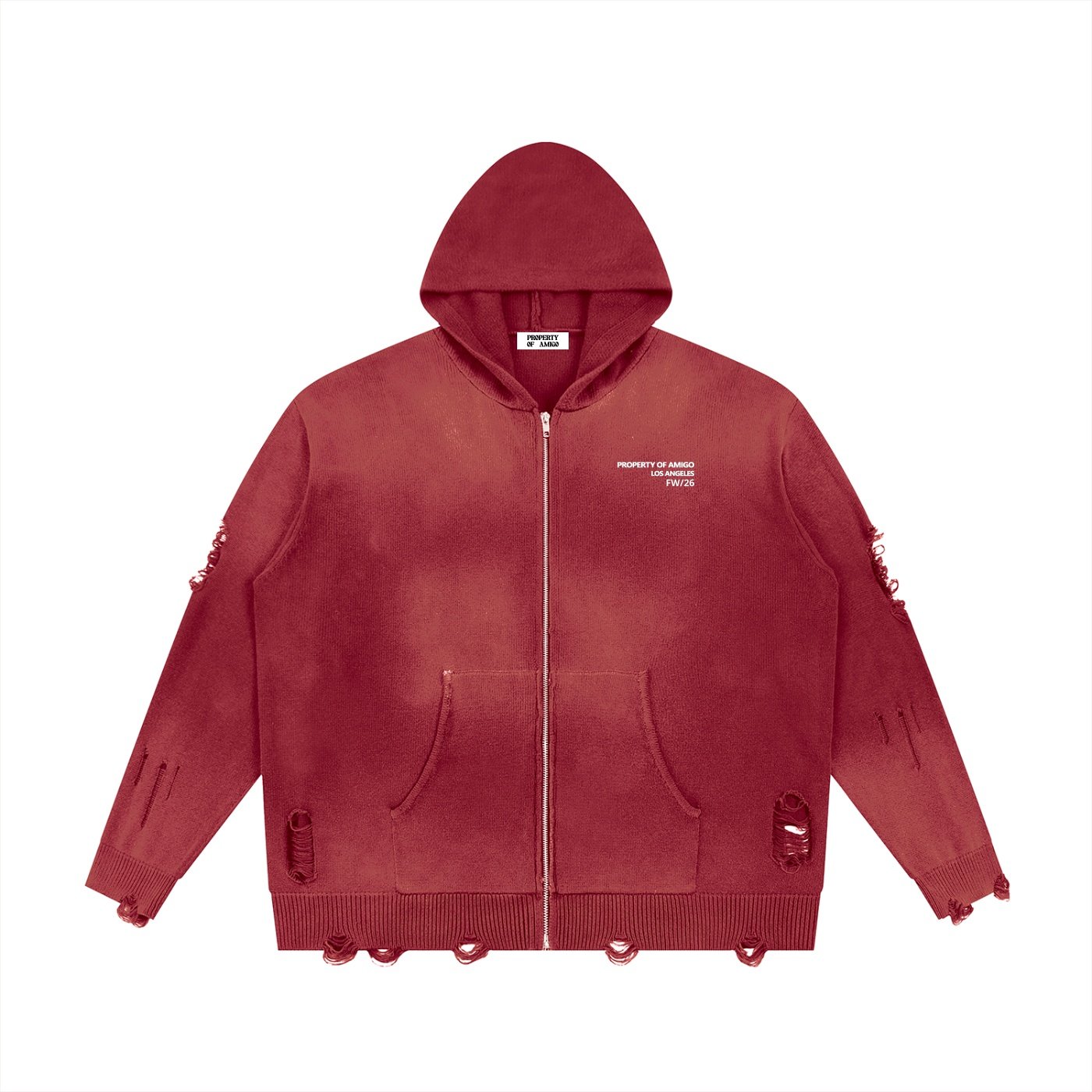 Distressed Zipper Hoodie - Image 3