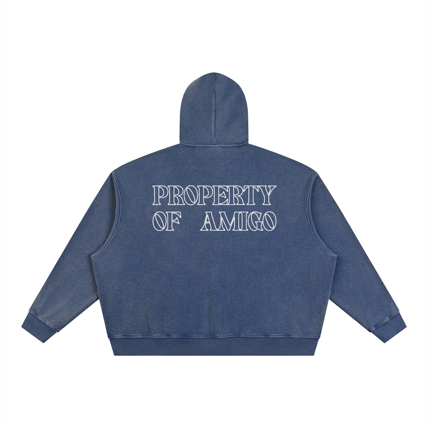 Waffle Texture Zipper Hoodie - Image 6