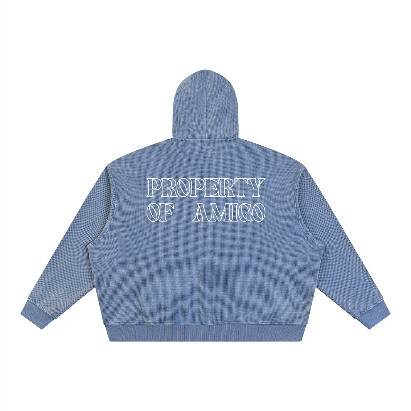 Waffle Texture Zipper Hoodie - Image 4
