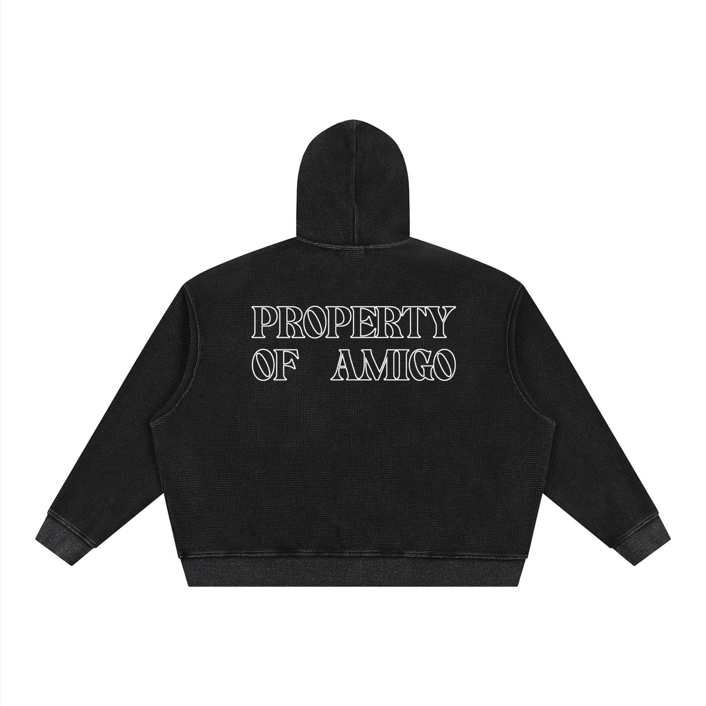 Waffle Texture Zipper Hoodie - Image 2
