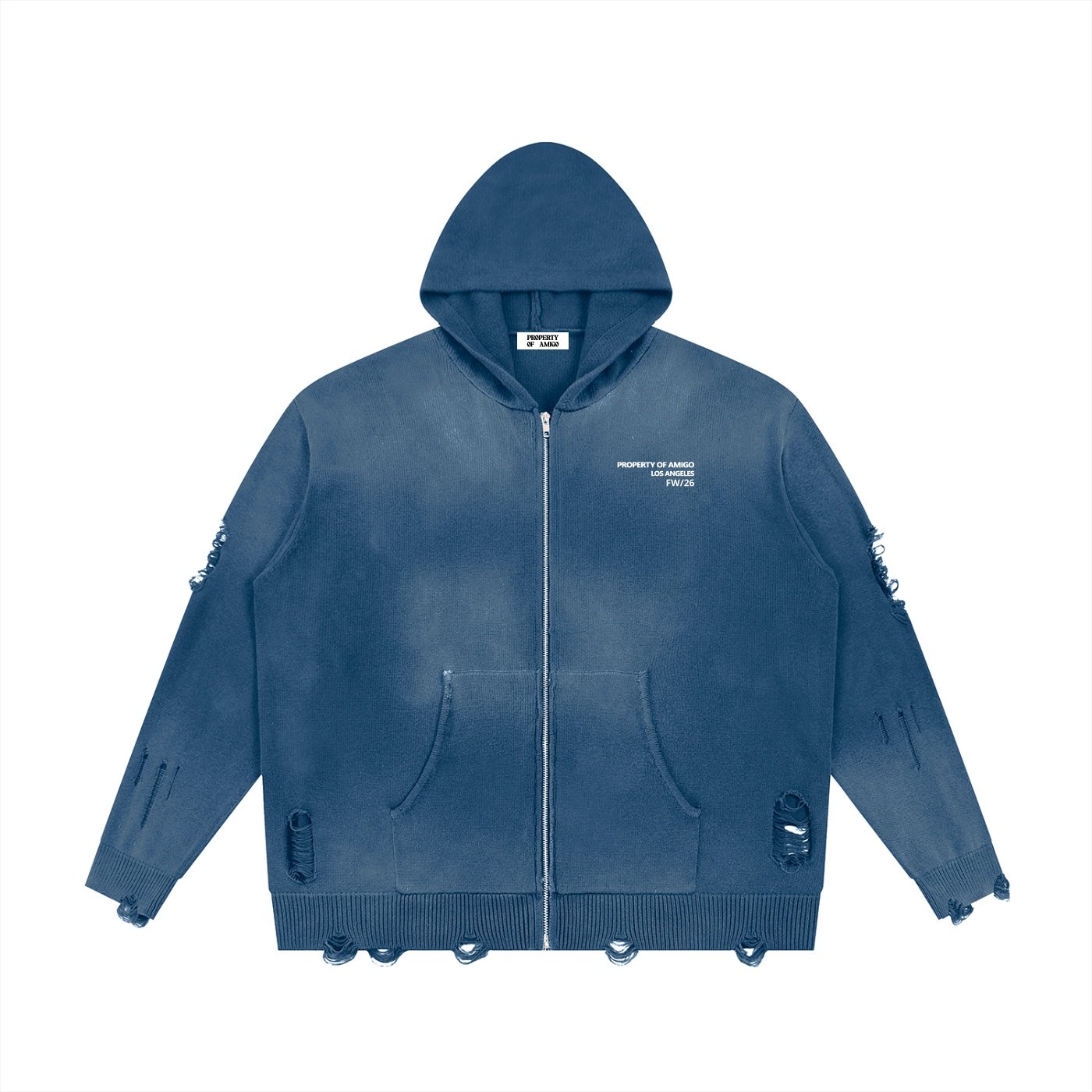 Distressed Zipper Hoodie - Image 5