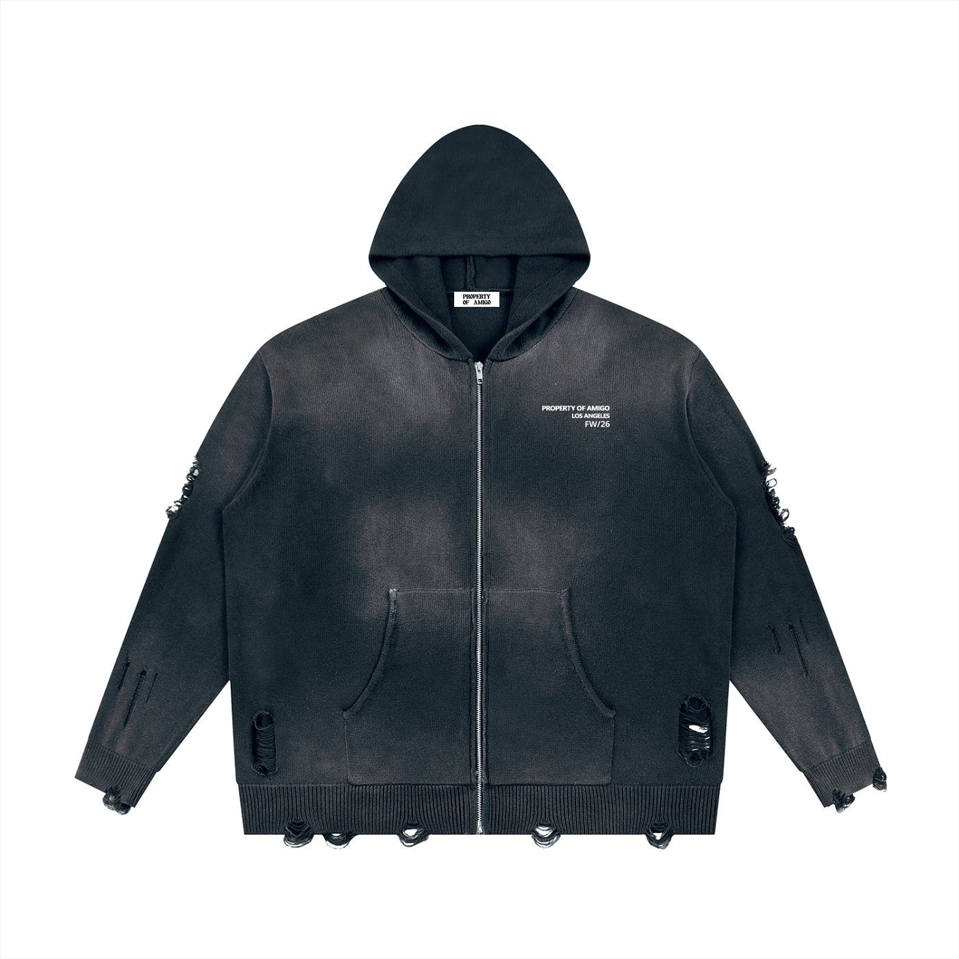 Distressed Zipper Hoodie - Image 7